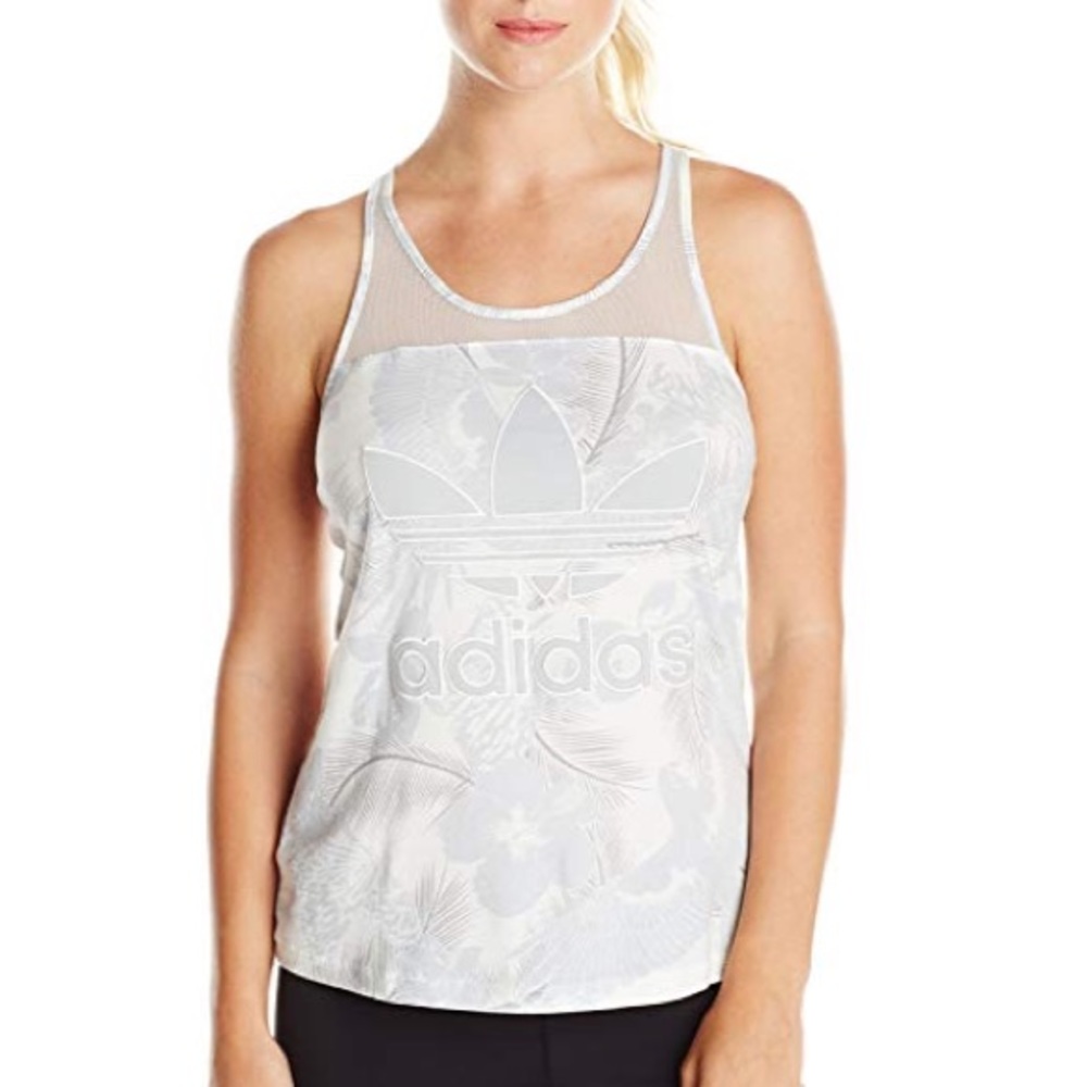 Adidas originals white and great Hawaiian mesh top